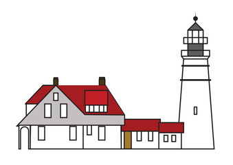 Light house by the sea with a white background