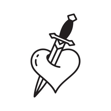 heart with sword through it drawing