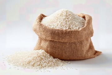 Rice Grains Sack Food Agriculture Grain Harvest Burlap Bag White Rice Staple Food Cooking Ingredient Nutrition Healthy Diet Organic
