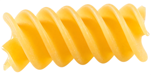 Single Fusilli Pasta Spiral on White Background italian food isolated on a transparent background