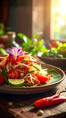 Delicious Thai Salad Displayed Beautifully.