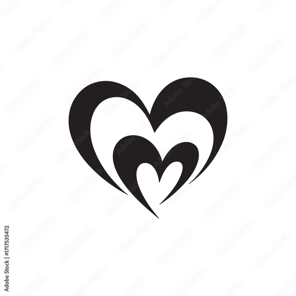 Poster elegant heart symbol with overlapping shapes a modern twist on love and affection with a minimalist 