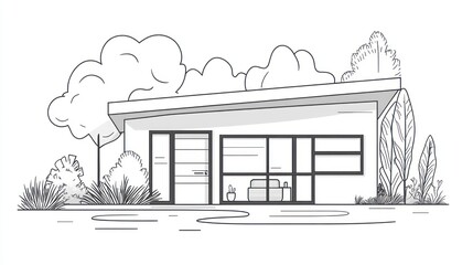 Modern house exterior sketch