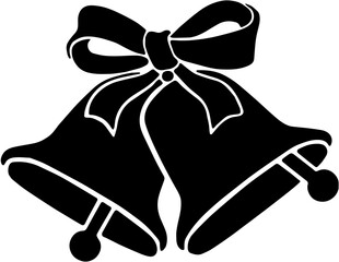 christmas bell shiluet white and black illustration