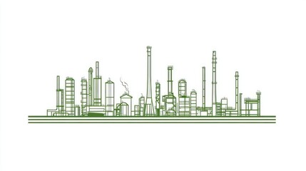 Obraz premium Industrial complex outline illustration