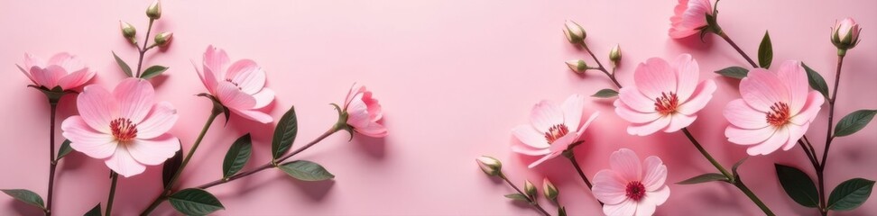 Obraz premium Delicate pink blooms & eucalyptus on a pink backdrop Romantic floral arrangement Valentine's, Mother's, Women's Day , bouquet, mothers day