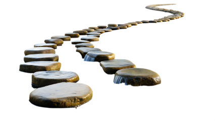 Stepping Stone Path Over Water stones isolated on a transparent background