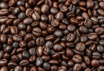 Obraz premium Rich dark roasted organic coffee beans close-up, eco-friendly, barista