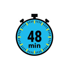 quick timer showing 48 minutes for fast cooking, exercise, or meetings reminder icon on white