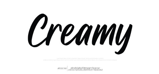 Lettering signature font isolated on grey background. brus style alphabet. Vector logo letters.