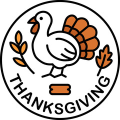 Thanksgiving badge with leaves and turkey icon