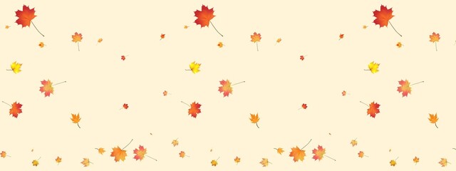 Falling autumn maple leaves banner background.