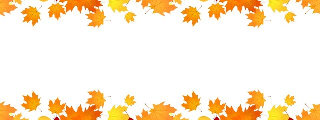 frame of colorful autumn leaves isolated on white background