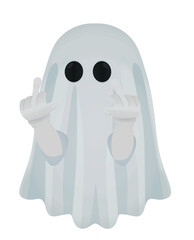 White ghost with middle finger. vector illustration	