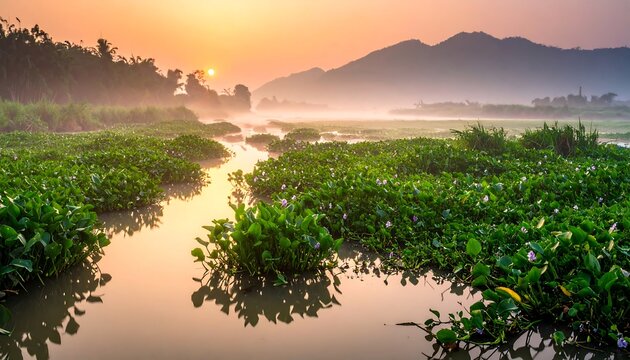 Sunrise Over a Peaceful River.