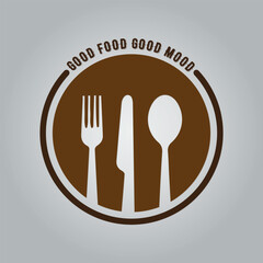 Good food good mood culinary utensils t-shirt design template