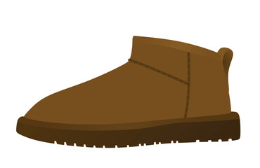 Brown chunky snow boot. vector	
