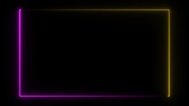 Animation of glowing neon rectangles abstract background. abstract glowing blue neon rectangle border frame. tow ton rectangle picture frame concept. 4k