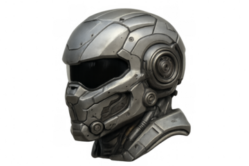 Futuristic cyborg helmet representing advanced military technology