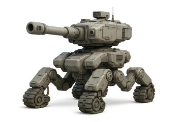 Naklejka premium Futuristic sci-fi combat robot tank walking machine