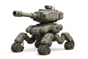 Futuristic sci-fi combat robot tank walking machine