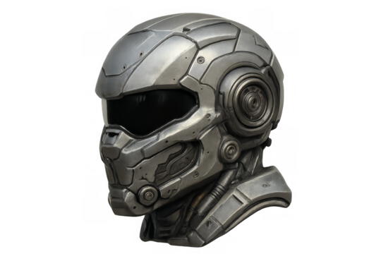 Futuristic cyborg helmet representing advanced military technology