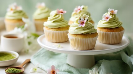 matcha cupcake dish