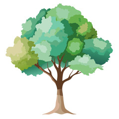Stylized green tree with a thick trunk and full canopy