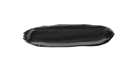 Black paint smear, textured brush stroke, abstract art, dark color swatch, graphic design element, black texture background, cosmetic sample, beauty product swatch, monochrome design element, des