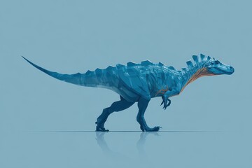 Geometric Blue Dinosaur Silhouette in Profile View