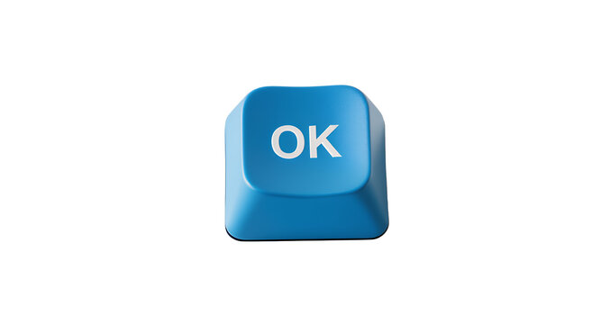 Blue OK Button, Computer Key, Technology, Approval, Confirmation, Digital, Interface, Symbol, Graphic Design, Website Element, User Interface, Web Design, Online, Internet, Click, Press, Input, C