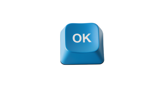 Blue OK Button, Computer Key, Technology, Approval, Confirmation, Digital, Interface, Symbol, Graphic Design, Website Element, User Interface, Web Design, Online, Internet, Click, Press, Input, C
