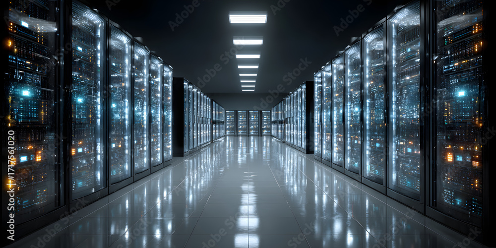 Poster data server , data center architecture and design, the concept.