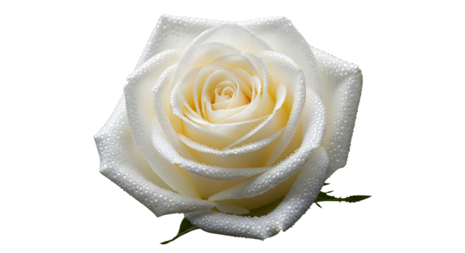 Close-up of a dewy white rose, perfect for greeting cards, websites and romantic themes