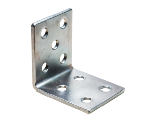 Silver Metal L- Shaped Corner Bracket with Six Holes L-bracket metal bracket isolated on a transparent background