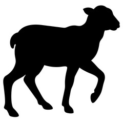 Lamb Walking Silhouette Vector Illustration Minimal Black Icon Farm Animal Design