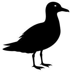 Black Seagull Silhouette Vector Illustration Minimal Icon Flying Bird Coastal Design