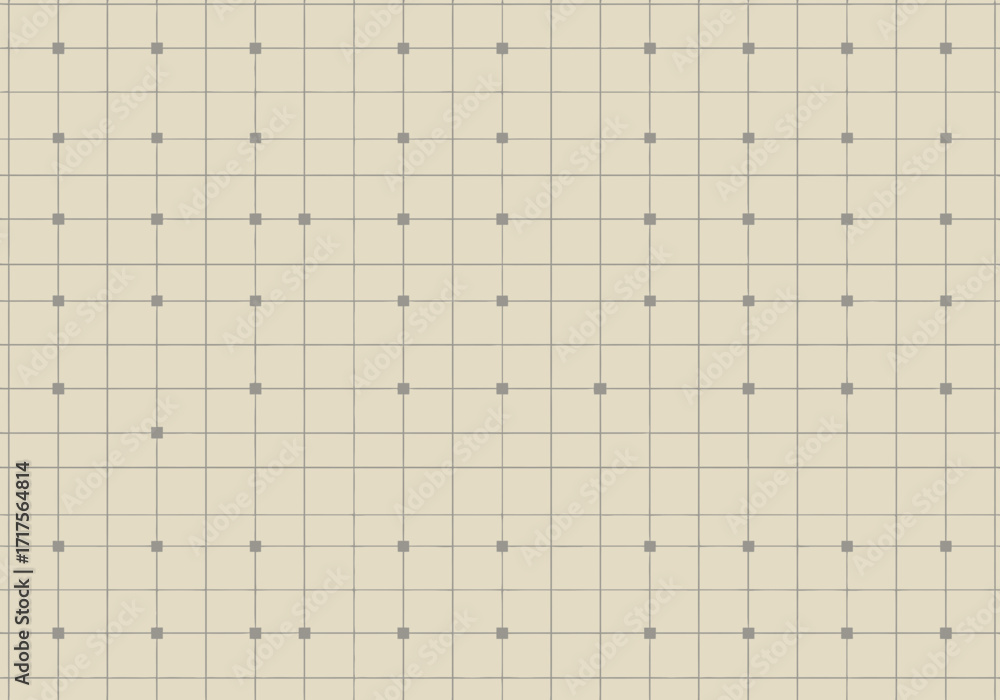 Poster beige grid paper with gray lines and dots forms a regular pattern, concept for architectural plannin
