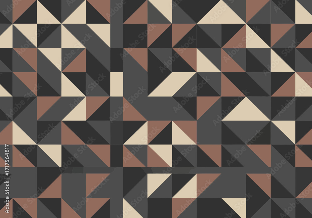 Poster abstract geometric pattern with triangles and squares in earthy tones, concept for modern background