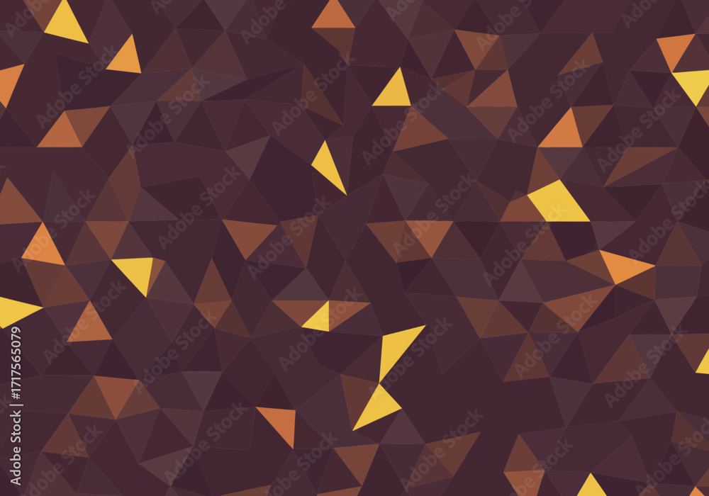 Poster abstract geometric background with brown, orange and yellow triangles in a polygonal pattern, concep