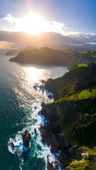 Fototapeta premium Coastal panorama at sunrise