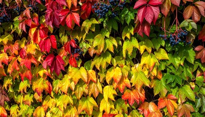 Autumnal Vine Leaves Colorful Display.