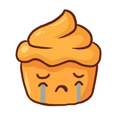 Cartoon crying orange cupcake 