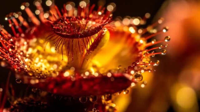Close-up of Venus Flytrap with Dew Drops, Macro Photography, Nature, Carnivorous Plant