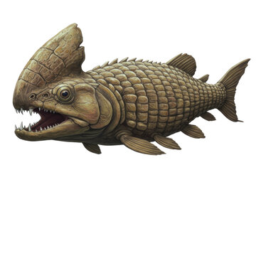 Prehistoric Dunkleosteus Terrelli Placoderm Fish Digital Illustration on Transparent Background for Educational and Paleontology Resources