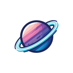 Colorful illustration of a planet with rings, set against a simple background, ideal for educational use