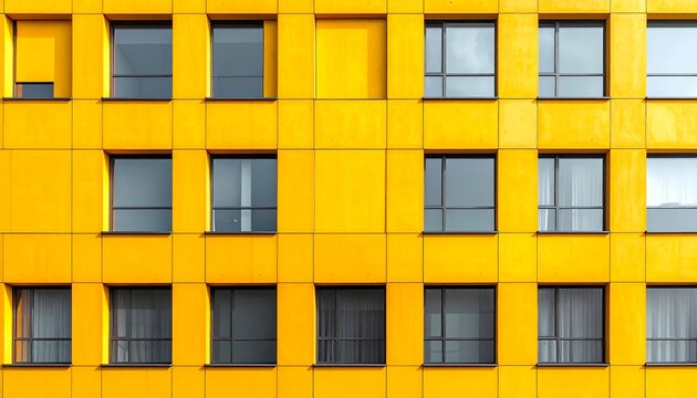 Bright yellow building facade with numerous windows