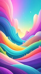 Colorful Abstract Mountain Landscape.