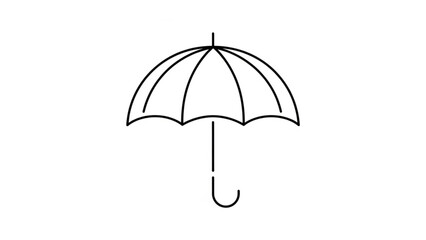 Simple black line drawing of an umbrella against a white background, ideal for minimalistic design