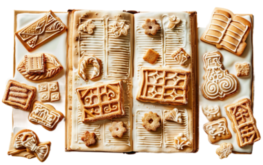 Artistic Cookie Creation Celebrating Favorite Novel on white background